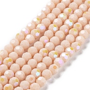 Opaque Glass Beads Strands, Faceted, Round, Bisque, 6x5.5mm, Hole: 0.9mm, about 94~97pcs/strand, 21.06~21.18''(53.5~53.8cm)(EGLA-A035-P6mm-L05)