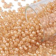 TOHO Round Seed Beads, Japanese Seed Beads, (955) Inside Color Crystal/Peach Lined, 8/0, 3mm, Hole: 1mm, about 222pcs/10g(X-SEED-TR08-0955)