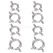 8Pcs 4 Styles 304 Stainless Steel Smooth Surface Spring Ring Clasps, Stainless Steel Color, 15~22x12~18x4~4.5mm, Hole: 2.5mm, 2pcs/style(STAS-GO0001-23)