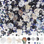 SUNNYCLUE Ocean Theme DIY Seed & Glass Beads Jewelry Making Finding Kit, Black, 2~15x2~14x2~9mm, hole: 0.6~1.6mm(DIY-SC0024-64A)