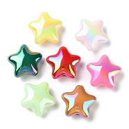 UV Plated Acrylic Beads, Iridescent, Star, Mixed Color, 20x21.5x10mm, Hole: 3mm(X-SACR-G034-01)