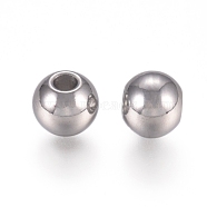 316 Surgical Stainless Steel Beads, Round, Stainless Steel Color, 6x5mm, Hole: 2mm(X-STAS-I144-01C)