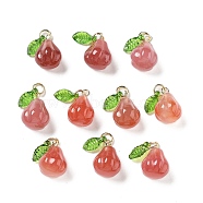 Natural Agate Pendants, Vegetable Charms with Leaf, Golden, Vegetables, 15.5~16x10.5~11x10.5~11mm, Hole: 3.4mm(G-Z052-03B)