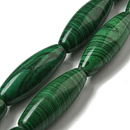 Synthetic Malachite Beads Strands, Oval, 30~31x10.5~11mm, Hole: 1mm, about 13pcs/strand, 15.55''(39.5cm)(G-B071-D01-01)
