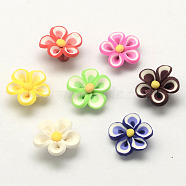 Handmade Polymer Clay 3D Flower Beads, Mixed Color, 25~26x11mm, Hole: 2mm(X-CLAY-Q200-25mm-M)