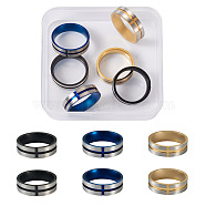 6Pcs 3 Colors Stainless Steel Plain Band Rings, Cross Grooved Rings for Men Women, Mixed Color, US Size 9(18.9mm), 2Pcs/color(RJEW-CF0001-02)