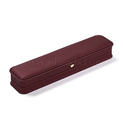 PU Leather Jewelry Box, with Resin Crown, for Necklace Packaging Box, Rectangle, Dark Red, 5.6x24.2x3.8cm(CON-C012-01A)