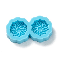 DIY Pendant Silicone Molds, for Earring Makings, Resin Casting Molds, For UV Resin, Epoxy Resin Jewelry Making, Flower, Deep Sky Blue, 16.5x30x6mm, Inner Diameter: 12mm(DIY-G042-05)