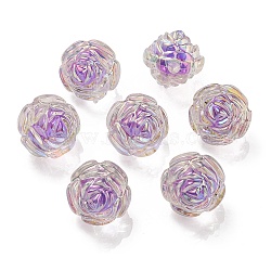 UV Plating Rainbow Iridescent Acrylic Beads, Two Tone Bead in Bead, Rose, Lilac, 15.5x16x15mm, Hole: 3mm(OACR-P010-20H)