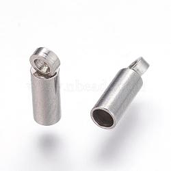 Tarnish Resistant 304 Stainless Steel Cord Ends, End Caps, Stainless Steel Color, 8x2.5mm, Hole: 1.5mm, Inner Diameter: 2mm(STAS-P162-11-2mm)