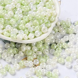 Glass Seed Beads, Opaque Colours Luster, Round, Honeydew, 5~5.5x3~3.5mm, Hole: 1.5~1.6mm, about 3488pcs/pound(SEED-L011-03A-17)