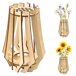 Wooden DIY Puzzle Vase, Assembled Decorative Flower Vase for Home Decor, Cornsilk, 120x181mm(AJEW-CN0008-16D)