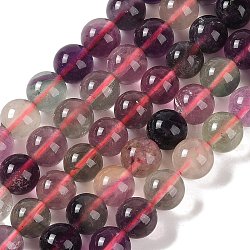 Natural Fluorite Beads Strands, Round, 10mm, Hole: 1.2mm, about 37~39pcs/strand, 14.69''(37.3cm)(G-P530-B09-04)