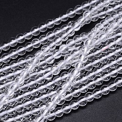 Round Natural Grade A Quartz Crystal Beads Strands, Rock Crystal Beads, Clear, 4mm, Hole: 1mm, about 98pcs/strand, 15.5 inch(X-G-H1648-4mm-01N-A)