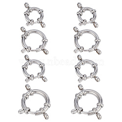 8Pcs 4 Styles 304 Stainless Steel Smooth Surface Spring Ring Clasps, Stainless Steel Color, 15~22x12~18x4~4.5mm, Hole: 2.5mm, 2pcs/style(STAS-GO0001-23)