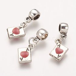 Alloy Pendants, with Enamel, Rectangle, Antique Silver, 22.5mm, Hole: 3.5mm(PALLOY-P129-21AS)