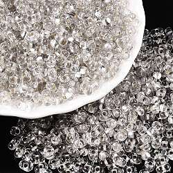Baking Paint Transparent Glass Seed Beads, Silver Lined, Peanut, Clear, 5.5~6.5x3.5~4x3~3.5mm, Hole: 1.2~1.4mm, about 500pcs/50g(X-SEED-N006-05A)