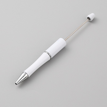 Plastic Ball-Point Pen, Beadable Pen, for DIY Personalized Pen with Jewelry Bead, White, 146.5x11.5mm
