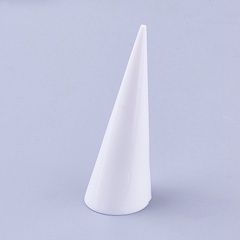 Acrylic Organic Glass Ring Displays, Cone, White, 25.5x69mm