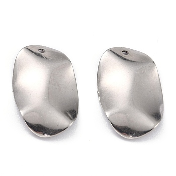 304 Stainless Steel Pendants, Oval, Stainless Steel Color, 25x15x3mm, Hole: 1.5mm