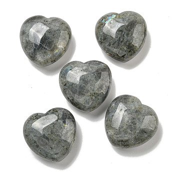 Natural Labradorite Statues Ornaments, Love Heart Stone for Reiki Energy Balancing Meditation Gift, 42~44.5x45x19.5~23mm