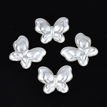 ABS Plastic Imitation Pearl Beads, Butterfly, Creamy White, 18x20.5x6mm, Hole: 1.8mm, about 415pcs/500g