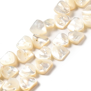 Natural White Shell Beads Strands, Triangle, White, 12x12x3mm, Hole: 0.5mm, about 46pcs/strand, 15.55 inch(39.5cm)