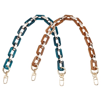 PANDAHALL ELITE 2Pcs 2 Colors Acrylic Cable Chains Bag Handles, with Alloy Clasps, Bag Replacement Accessories, Mixed Color, 46cm, 1pc/color