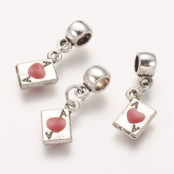 Alloy Pendants, with Enamel, Rectangle, Antique Silver, 22.5mm, Hole: 3.5mm