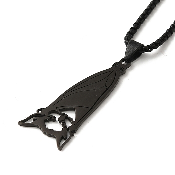 Bat Pendant Necklaces, 204 Stainless Steel Box Chain Necklaces , Black, 23.62 inch(60cm)