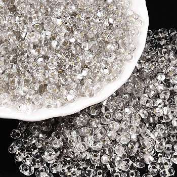 Baking Paint Transparent Glass Seed Beads, Silver Lined, Peanut, Clear, 5.5~6.5x3.5~4x3~3.5mm, Hole: 1.2~1.4mm, about 500pcs/50g