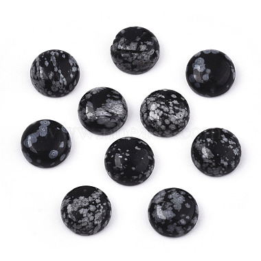 Half Round Snowflake Obsidian Cabochons