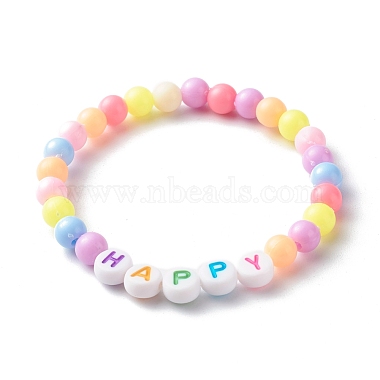 Opaque Acrylic Beads Stretch Bracelet Set for Kid(BJEW-JB06589)-3