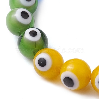 7-Color 8mm Round Alloy Handmade Evil Eye Lampwork Stretch Bracelets(BJEW-JB10198-02)-4