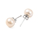 Natural Pearl Round Bead Stud Earrings(EJEW-E298-01D-02P)-2