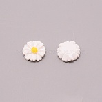Opaque Resin Cabochons, Daisy, White, 17.7x5mm(RESI-WH0021-26)