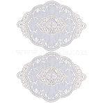 Polyester Lace Embroidery Table Mats, Oval with Flower Pattern, Placemats for Dining Table Decoration, Navajo White, 450x315x1.2mm(AJEW-WH0413-78)
