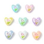 8Pcs 8 Colors UV Platings Acrylic Beads, Iridescent, Heart with Tulip, with Enamel, Mixed Color, 20x19mm, Hole: 2mm(MACR-YW0004-29)
