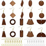 DIY Earring Making, with Walnut Wood Pendants and Links connectors, with Brass Open Jump Rings and Earring Hooks, Saddle Brown, Pendants: 40pcs/box(DIY-FH0003-11)