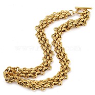 304 Stainless Steel Chain Necklaces, Mesh Chain, Golden, 16-1/8 inch(41cm)(NJEW-P298-01A-G)