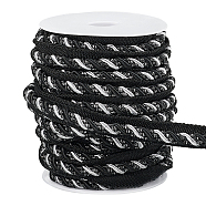 WADORN 1 Bundle Polyester Twist Lip Cord Trim, Upholstery Trim Edge Sewing Piping Cord for Curtain Sofa Decoration, Black, 17mm, about 13.67 yards(12.5m)/bundle(SRIB-WR0001-10A)