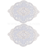 Polyester Lace Embroidery Table Mats, Oval with Flower Pattern, Placemats for Dining Table Decoration, Navajo White, 450x315x1.2mm(AJEW-WH0413-78)