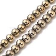 Electroplate Synthetic Non-magnetic Hematite Beads Strands, Round, Antique Bronze Plated, 4.5~5mm, Hole: 0.8mm, about 86~87pcs/strand, 17.01~17.32''(43.2~44cm)(G-E602-04C)