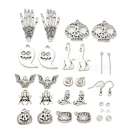 DIY Halloween Dangle Earring Making Kits, Including Bat & Skull & Ghost & Witch & Spider Alloy Pendants, Brass Earring Hooks, Synthetic Moonstone Beads, Antique Silver & Platinum, 130Pcs/box(DIY-SZ0008-92)