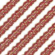 12M Metallic Polyester Braided Lace Trim Ribbons, DIY Crafts, for Curtain, Clothing, Sofa Decoration, Wave Pattern, Brown, 5/8 inch(15mm), about 13.12 Yards(12m)/Card(OCOR-WH0060-73C)