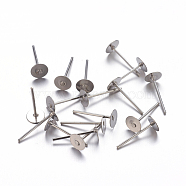 Iron Ear Studs, Platinum Color, Nickel Free, Size: Head: about 5mm diameter, pin: about 11mm long, 0.7mm thick(E010-NF)