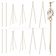 12Pcs 3 Style Brass Chain Tassel Big Pendants, Long-Lasting Plated, Real 18K Gold Plated, 60~77x0.8~3x0.5~1mm, Hole: 1~1.8mm, 4pcs/style(KK-SC0003-20)