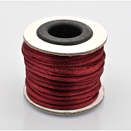 Macrame Rattail Chinese Knot Making Cords Round Nylon Braided String Threads, Satin Cord, Dark Red, 1.5mm, about 16.4 yards(15m)/roll(NWIR-O001-B-06)