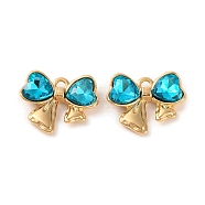 Alloy Crystal Rhinestone Pendants, Butterfly Charms, Blue, 13.5x16.5x4mm, Hole: 1.6mm(ALRI-M021-02B)