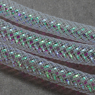 Mesh Tubing, Plastic Net Thread Cord, with AB Color Vein, Floral White, 8mm, 30Yards(PNT-Q004-8mm-01)